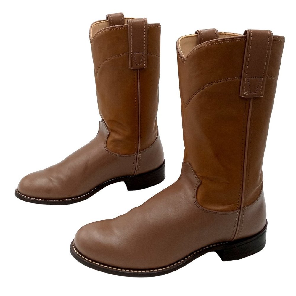 Vintage Bronco Womens Cowboy Boots Taupe Brown 6.5 M Ladies Western